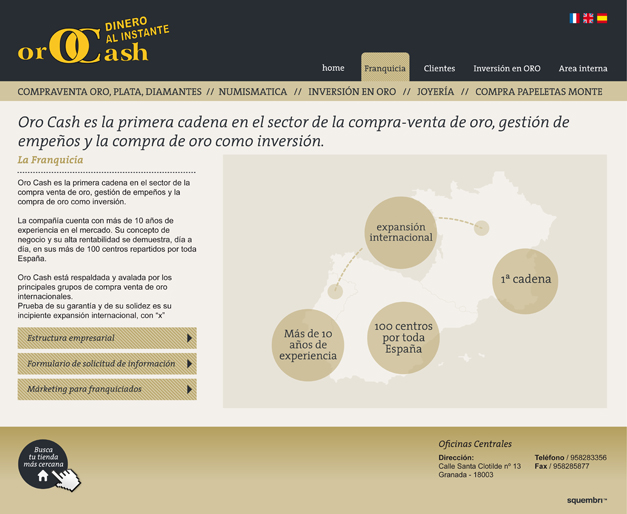 Página web de franquicia Orocash