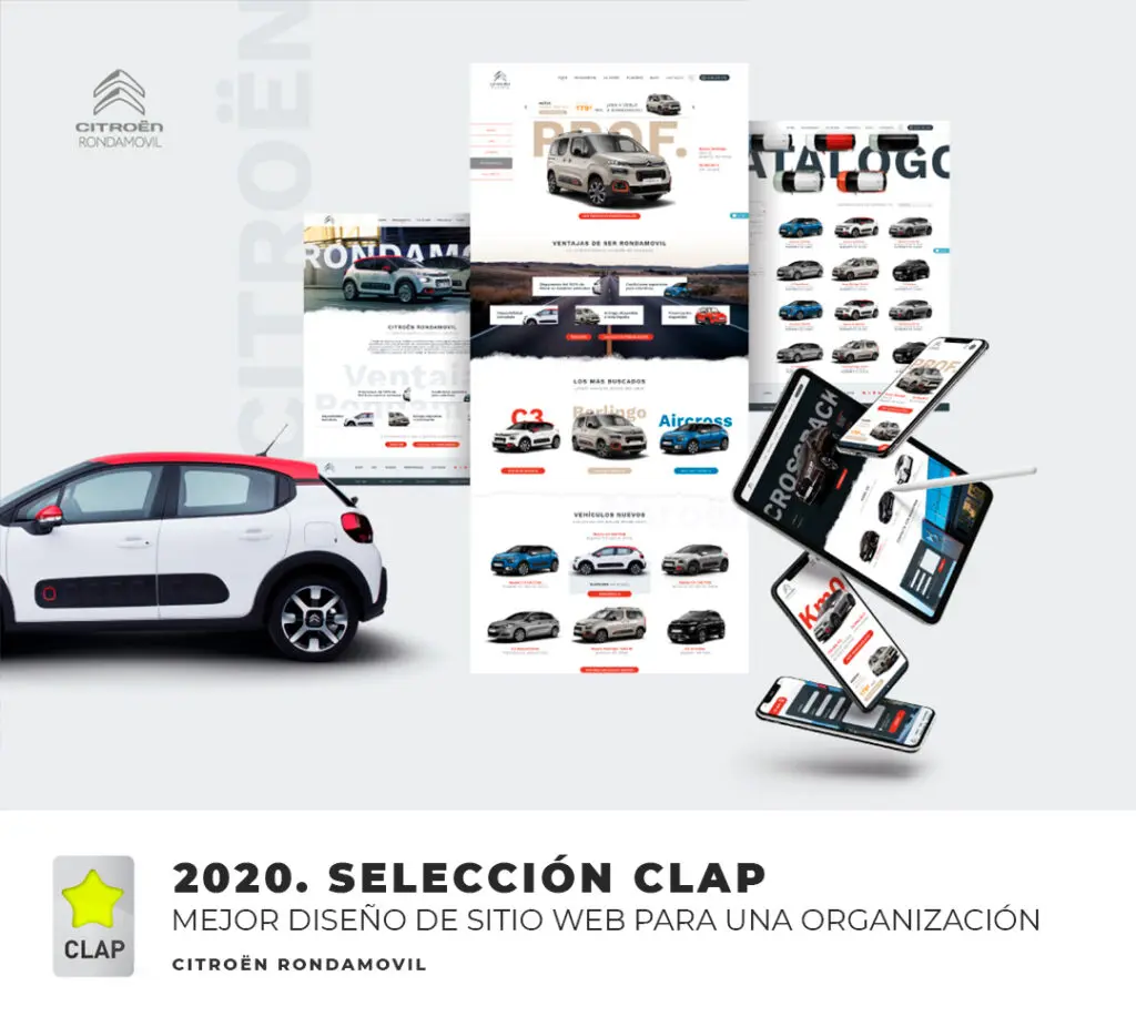 Mejor diseño de sitio web para organización Ronda Móvil. Selección CLAP. Agencia de publicidad Squembri