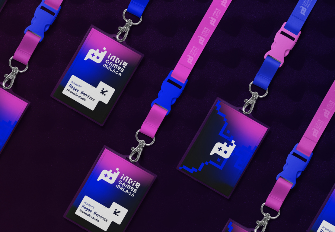 Ejemplo de diseño de diseño gráfico de evento Indie Game en Fycma Málaga